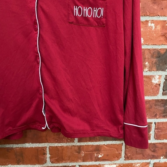 Rae Dunn womens medium red christmas ho ho ho long sleeve pajama shirt - Picture 3 of 9